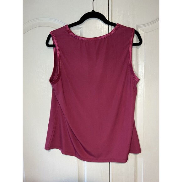 NWT Kate & Mallory Scoop Neck Ribbed Shimmer Trim Tank Top XL Pink Stretch Layer - Picture 3 of 9